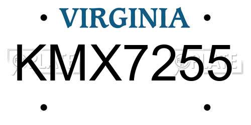 KMX7255 Virginia License Plate