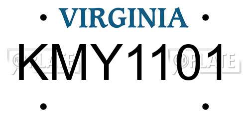 KMY1101 Virginia License Plate