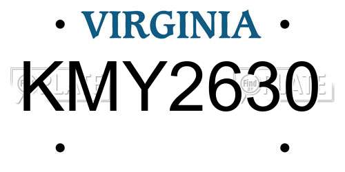 KMY2630 Virginia License Plate