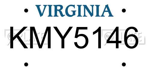 KMY5146 Virginia License Plate