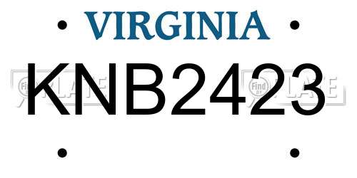 KNB2423 Virginia License Plate