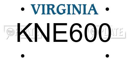 KNE600 Virginia License Plate