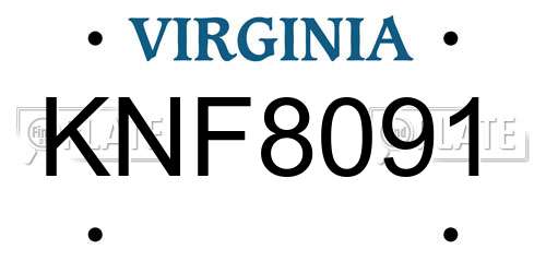 KNF8091 Virginia License Plate