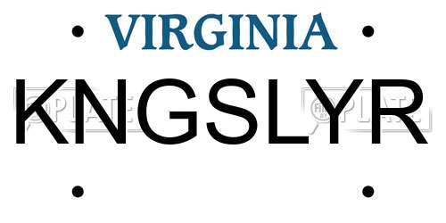 KNGSLYR Virginia License Plate