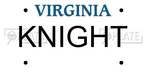 KNIGHT Virginia License Plate