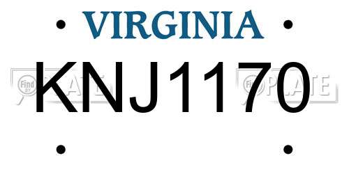 KNJ1170 Virginia License Plate