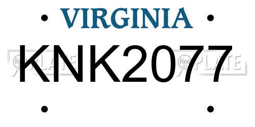 KNK2077 Virginia License Plate