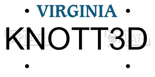 KNOTT3D Virginia License Plate
