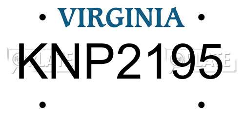 KNP2195 Virginia License Plate