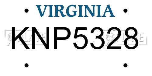 KNP5328 Virginia License Plate