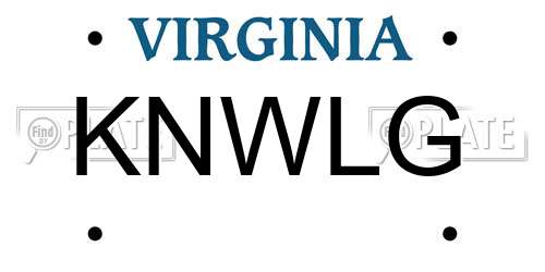 KNWLG Virginia License Plate