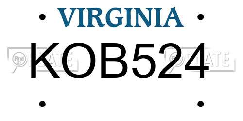 KOB524 Virginia License Plate