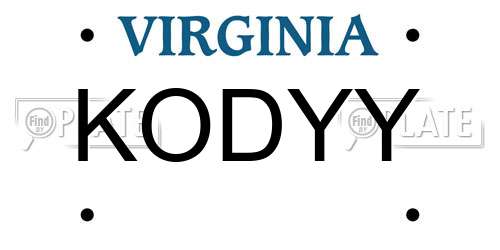 KODYY Virginia License Plate