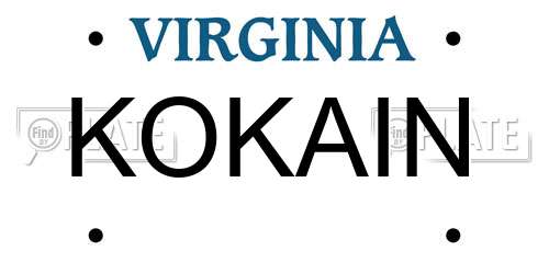 KOKAIN Virginia License Plate