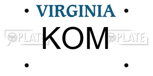 KOM Virginia License Plate