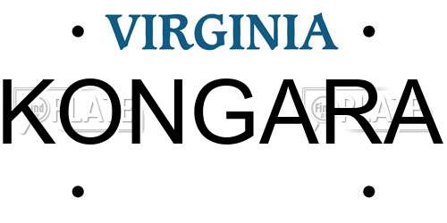 KONGARA Virginia License Plate