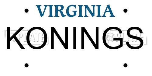 KONINGS Virginia License Plate