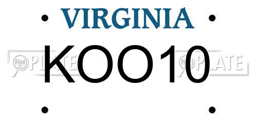 KOO10 Virginia License Plate