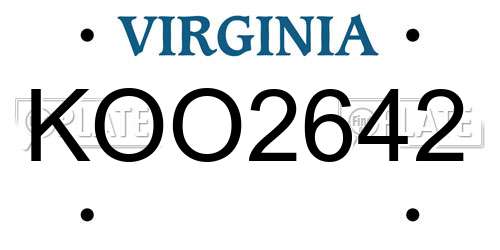 KOO2642 Virginia License Plate