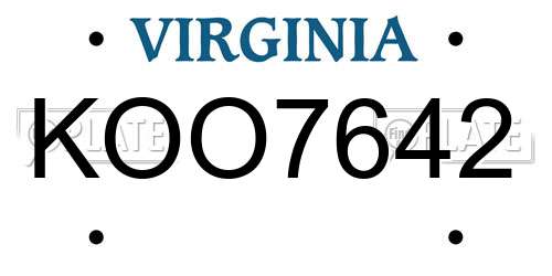 KOO7642 Virginia License Plate