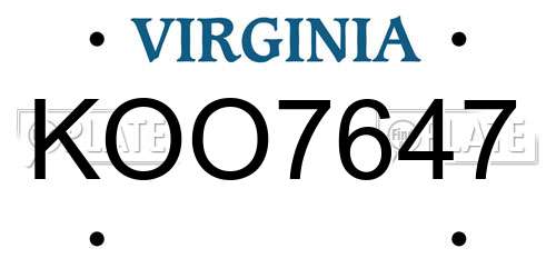 KOO7647 Virginia License Plate