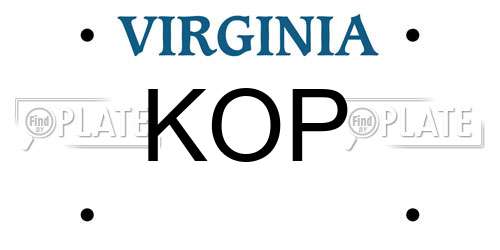 KOP Virginia License Plate