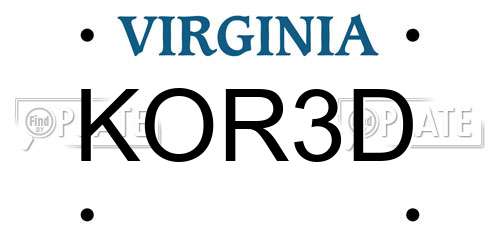 KOR3D Virginia License Plate