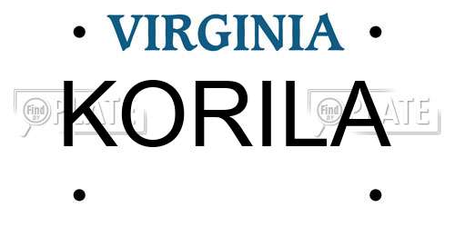 KORILA Virginia License Plate