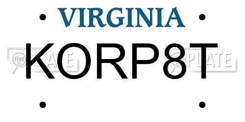 KORP8T Virginia License Plate