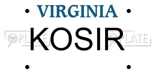 KOSIR Virginia License Plate