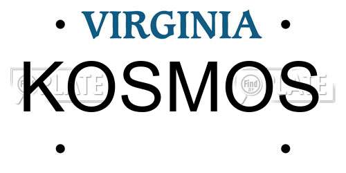 KOSMOS Virginia License Plate