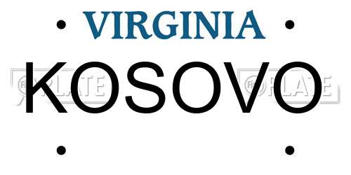 KOSOVO Virginia License Plate