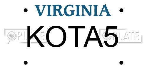 KOTA5 Virginia License Plate