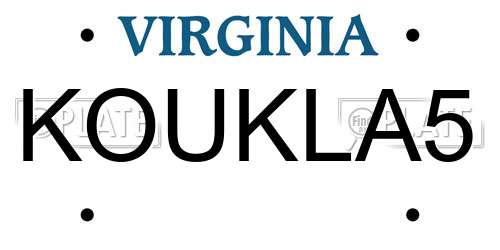 KOUKLA5 Virginia License Plate