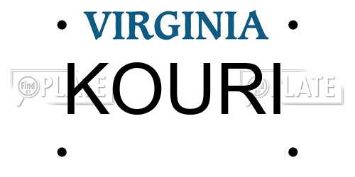 KOURI Virginia License Plate
