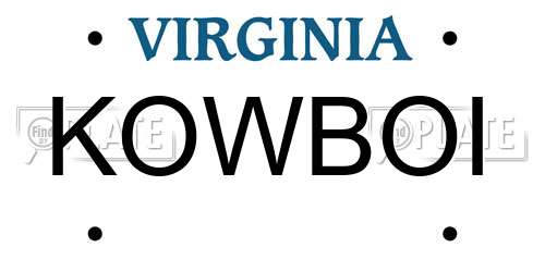 KOWBOI Virginia License Plate