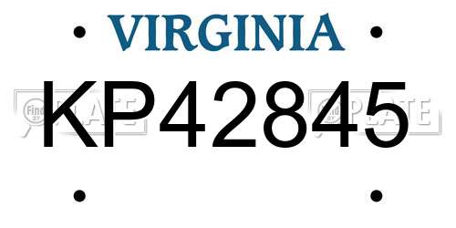 KP42845 Virginia License Plate