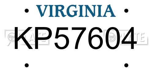 KP57604 Virginia License Plate