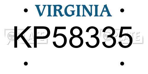 KP58335 Virginia License Plate