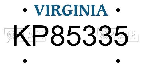 KP85335 Virginia License Plate