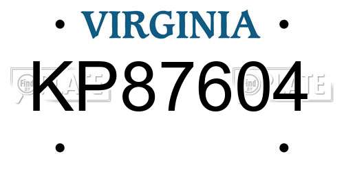 KP87604 Virginia License Plate