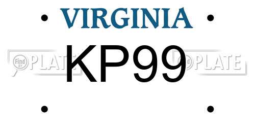 KP99 Virginia License Plate
