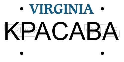 KPACABA Virginia License Plate
