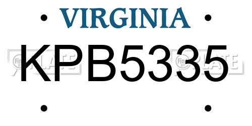 KPB5335 Virginia License Plate
