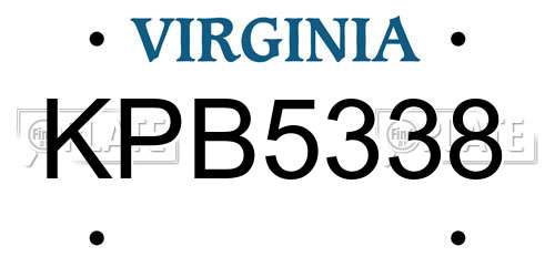 KPB5338 Virginia License Plate