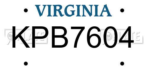 KPB7604 Virginia License Plate