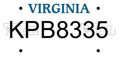 KPB8335 Virginia License Plate