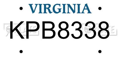 KPB8338 Virginia License Plate