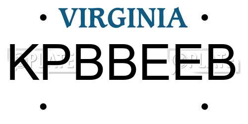 KPBBEEB Virginia License Plate
