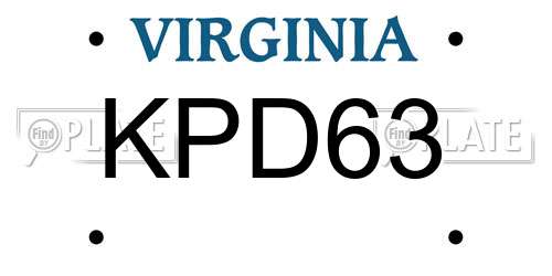KPD63 Virginia License Plate
